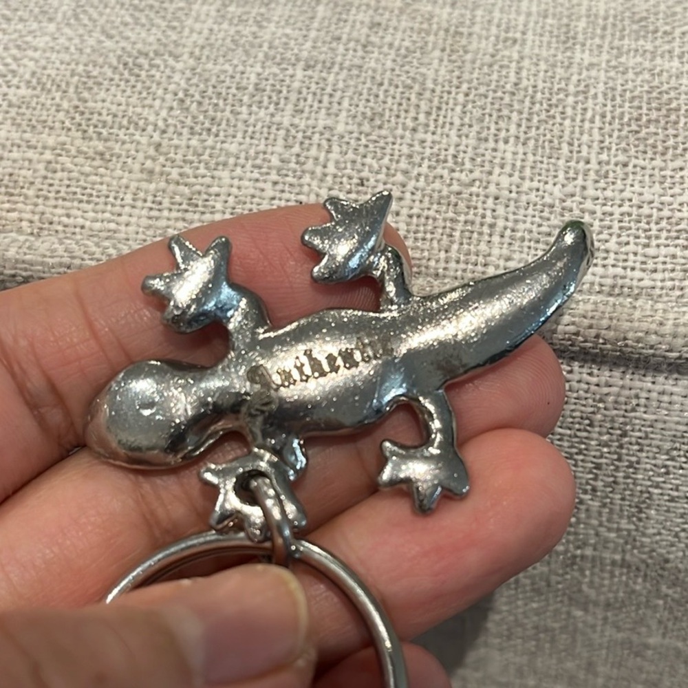 Signed Gecko Key Chain Holder Retro Engraved AUTHENTIC Reptile Lizard Bag Charm